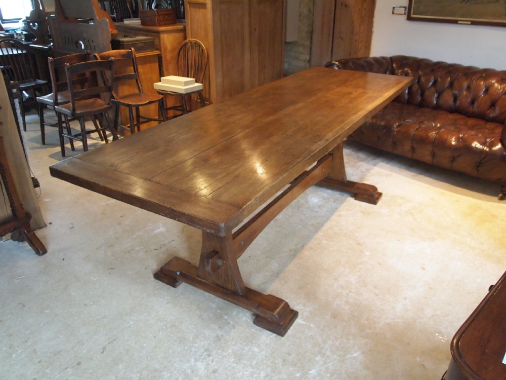 Table refectory farmhouse dining Arts and Crafts Oak c1900 View XI