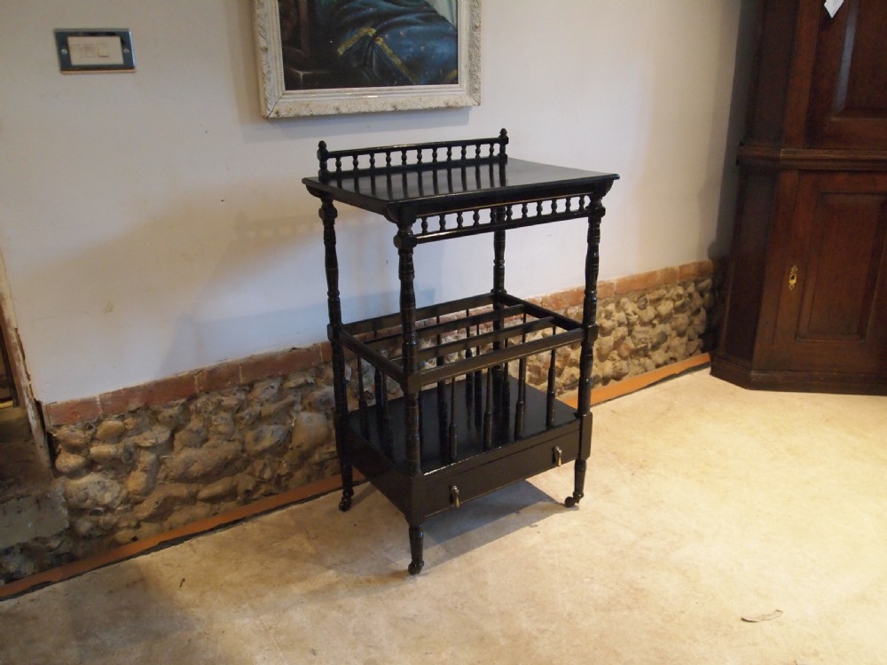 Canterbury table Victorian Mahogany ebonised c1880 View II