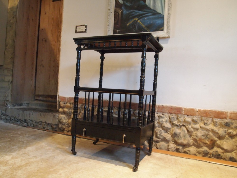 Canterbury table Victorian Mahogany ebonised c1880 View X