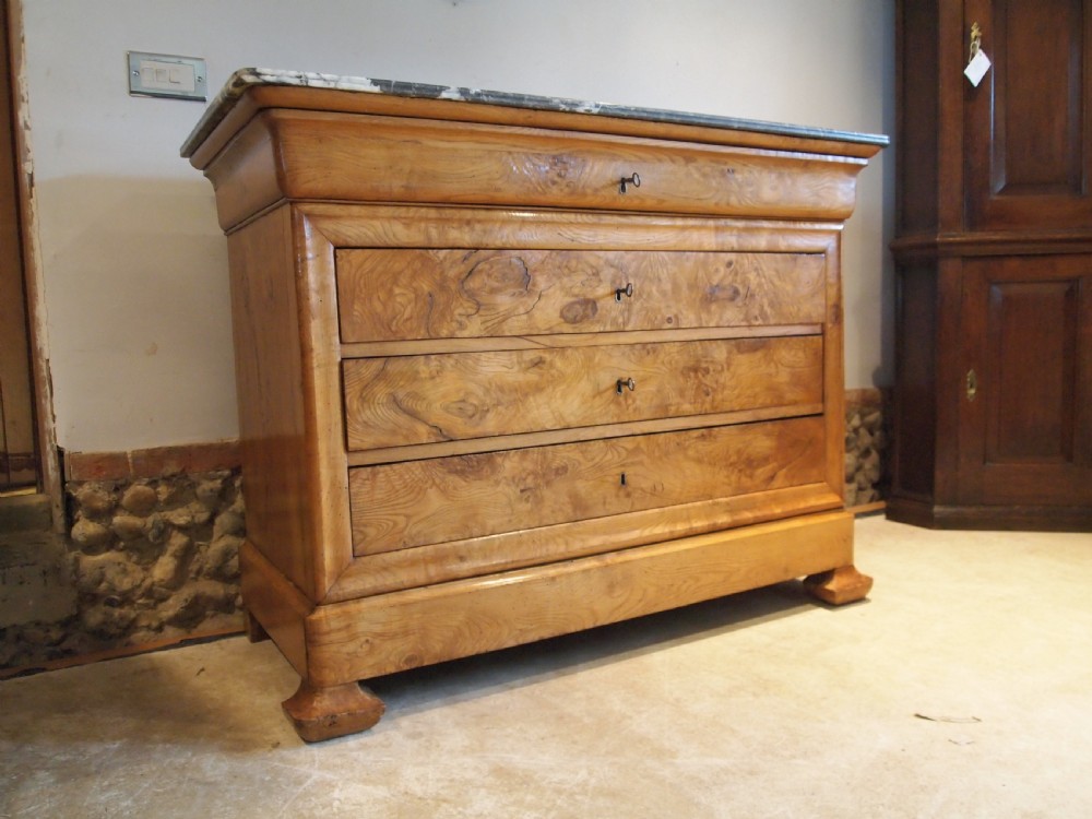 Chest of drawers French Burr Elm c1830 View VII