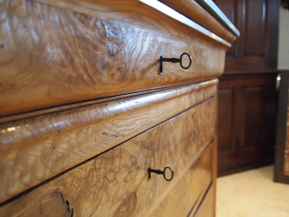 Chest of drawers French Burr Elm c1830 View VIII