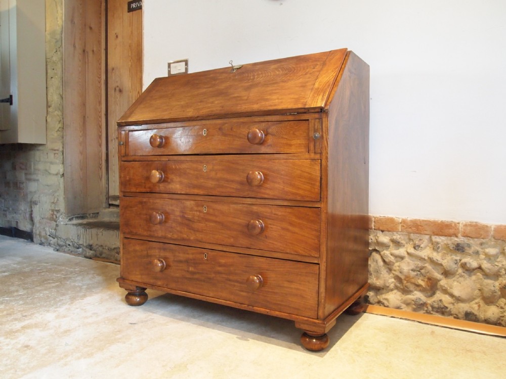 Bureau desk rare solid Elm George III c1800 View VIII
