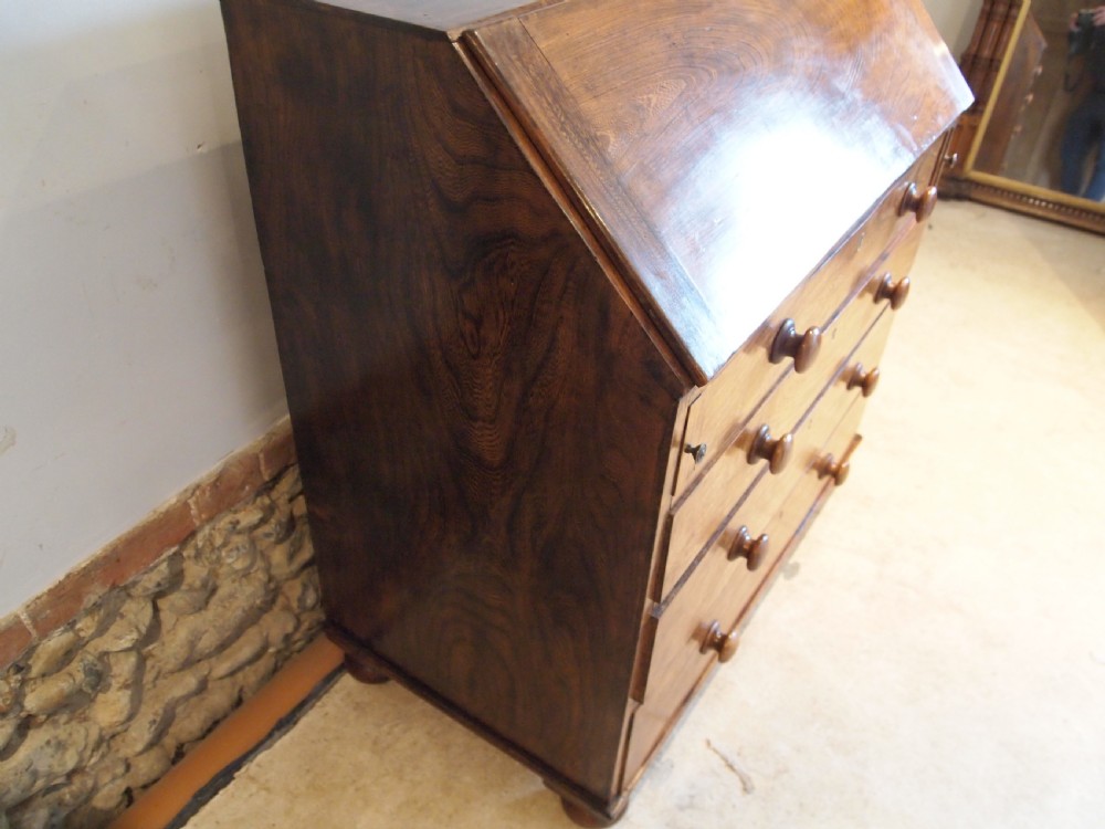Bureau desk rare solid Elm George III c1800 View X