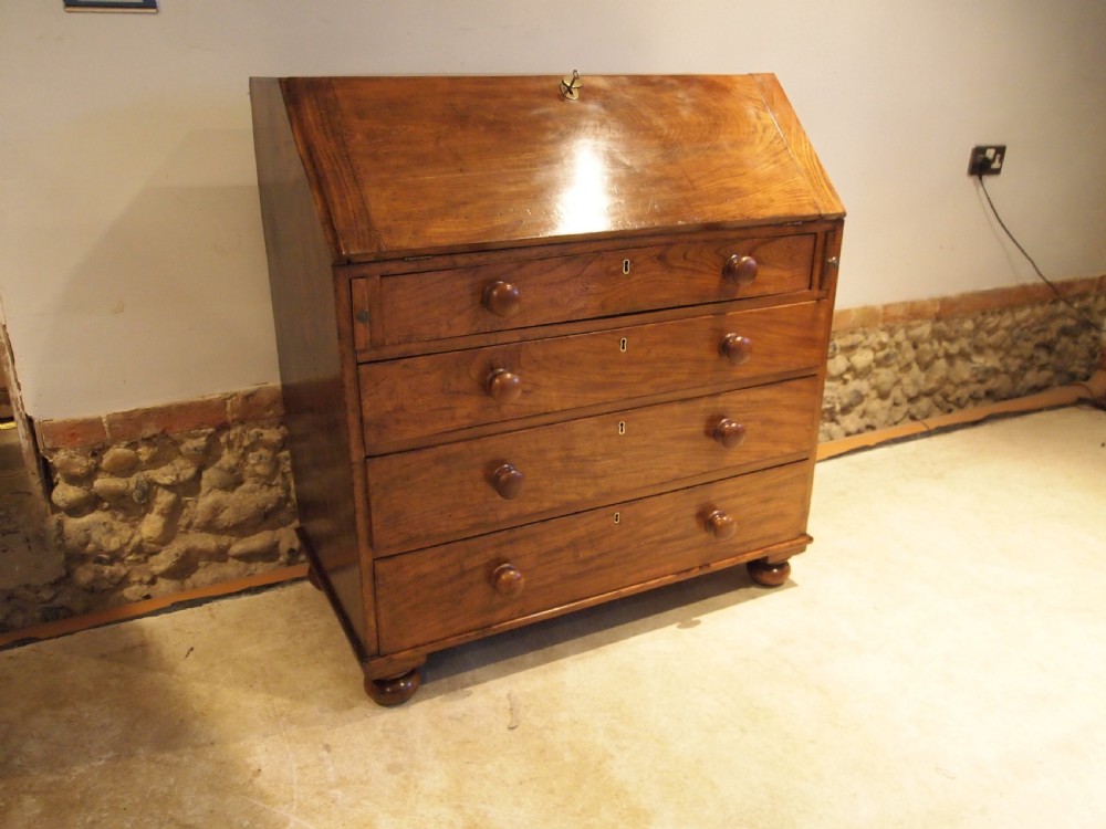 Bureau desk rare solid Elm George III c1800 View XVI