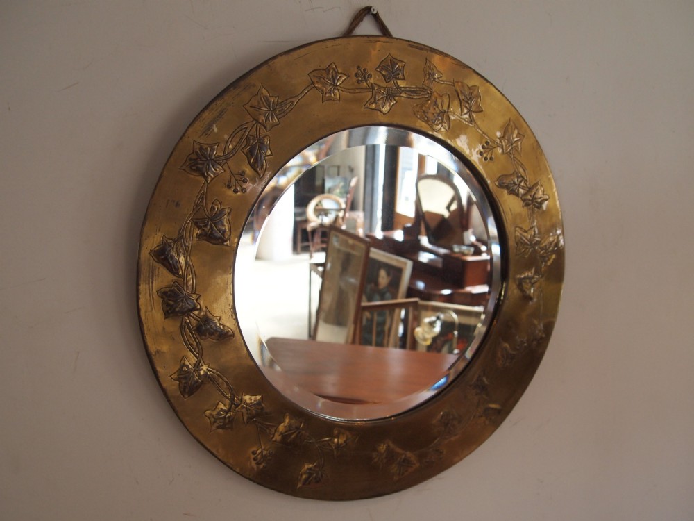 Mirror Arts and Crafts Brass Ivy c1900