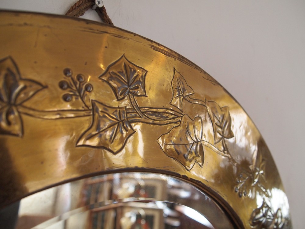 Mirror Arts and Crafts Brass Ivy c1900 View II