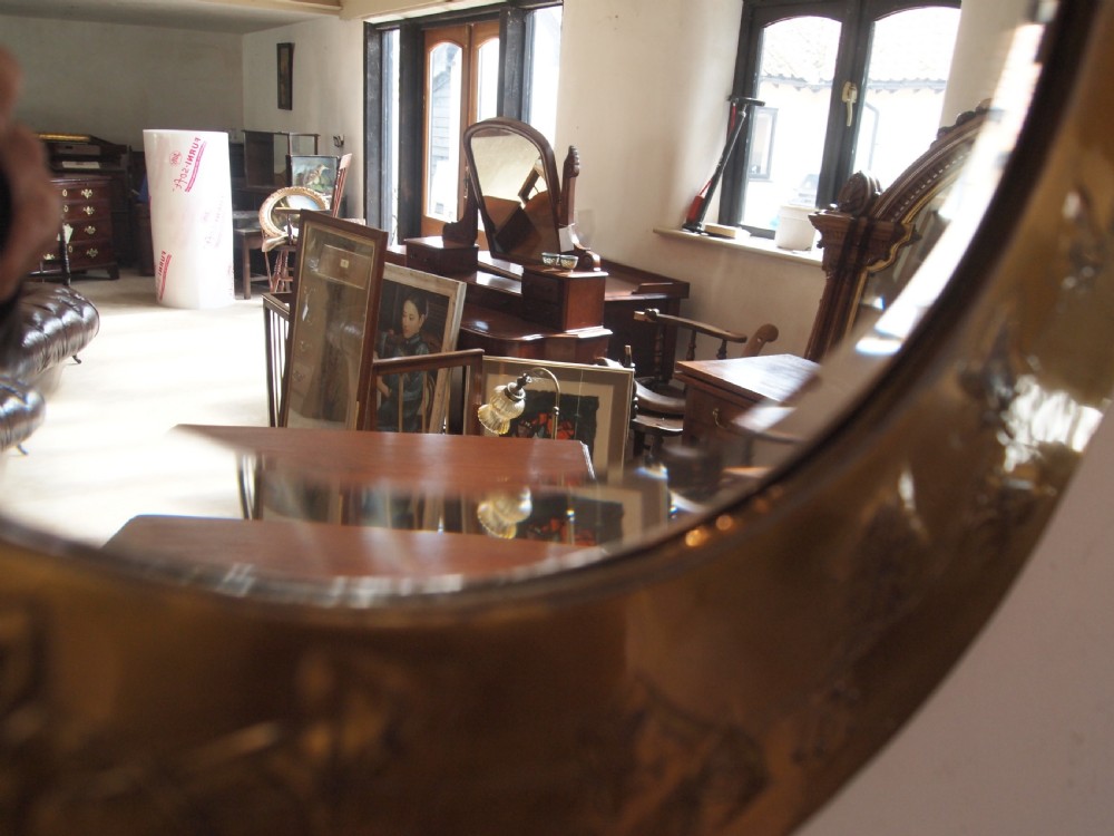 Mirror Arts and Crafts Brass Ivy c1900 View III