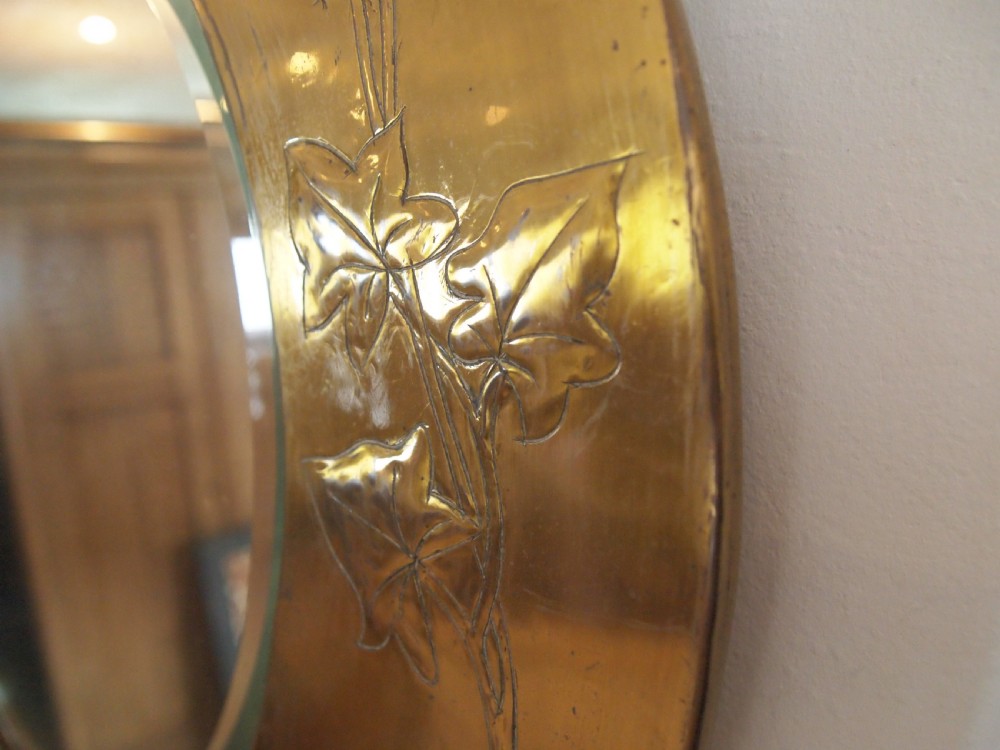 Mirror Arts and Crafts Brass Ivy c1900 View VI