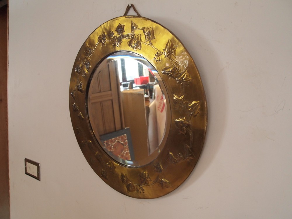 Mirror Arts and Crafts Brass Ivy c1900 View VII