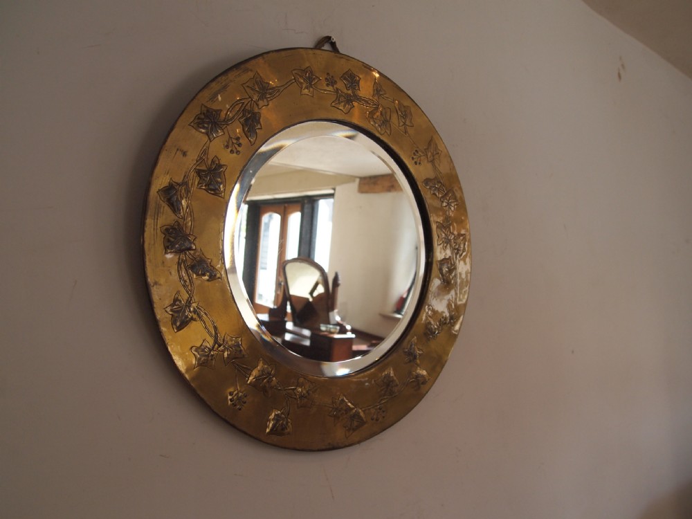 Mirror Arts and Crafts Brass Ivy c1900 View IX