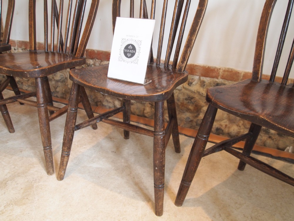 Chairs set of 4 Victorian Windsor kitchen dining chairs c1890 View IV