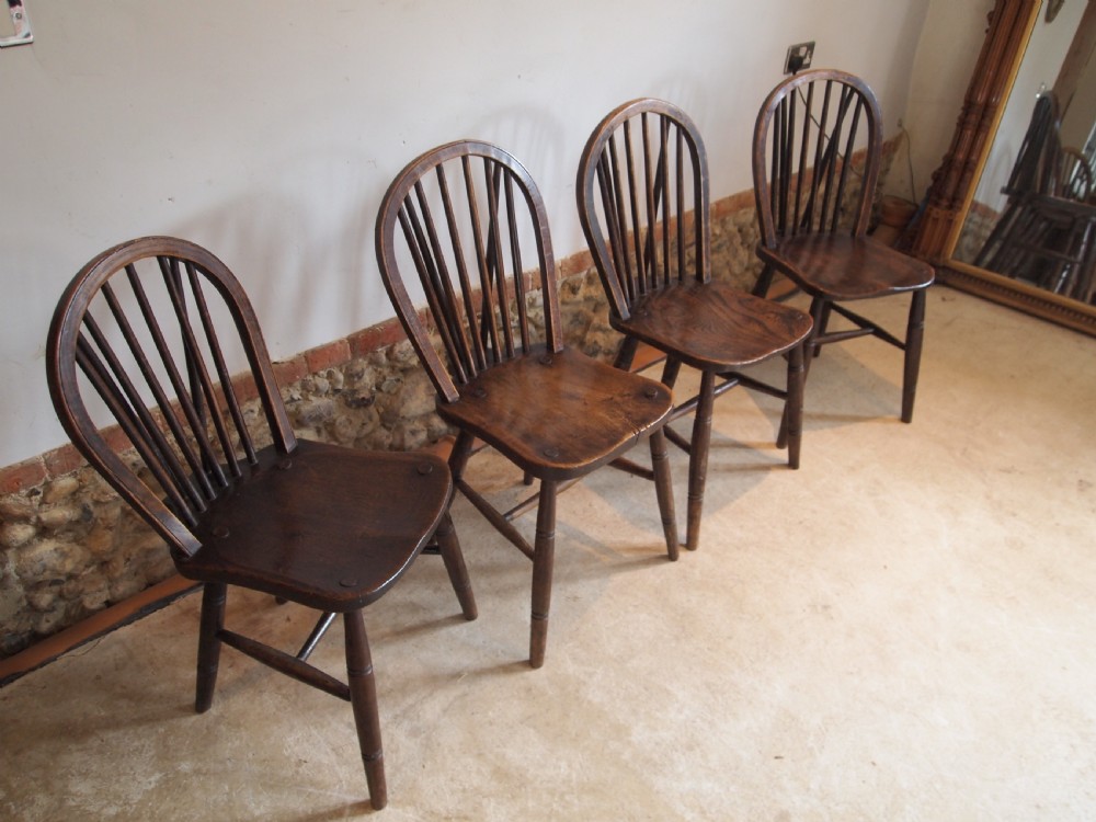 Chairs set of 4 Victorian Windsor kitchen dining chairs c1890 View V