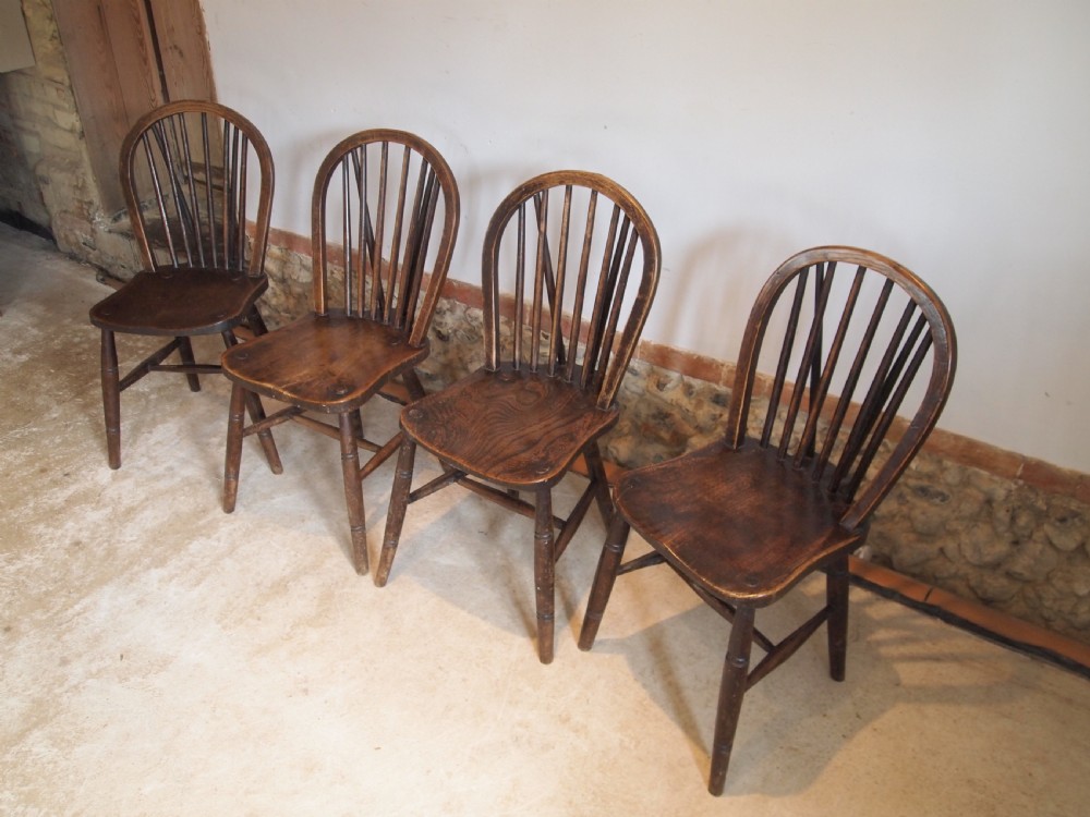 Chairs set of 4 Victorian Windsor kitchen dining chairs c1890 View VI