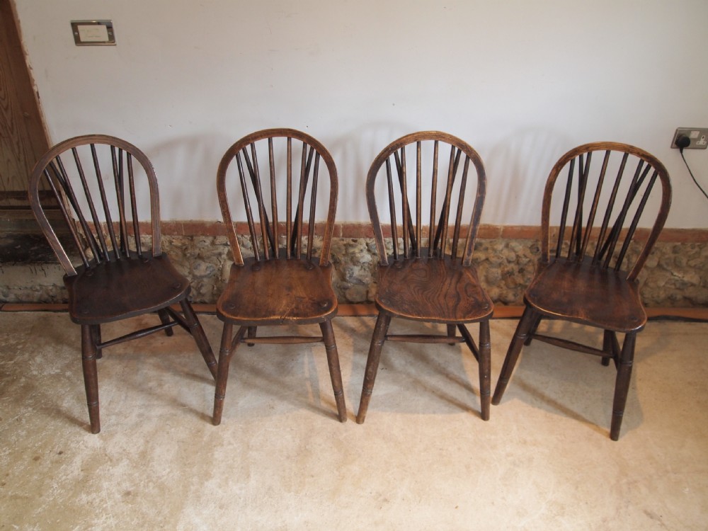 Chairs set of 4 Victorian Windsor kitchen dining chairs c1890 View VII