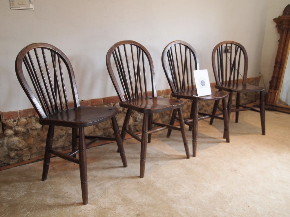 Chairs set of 4 Victorian Windsor kitchen dining chairs c1890 View VIII