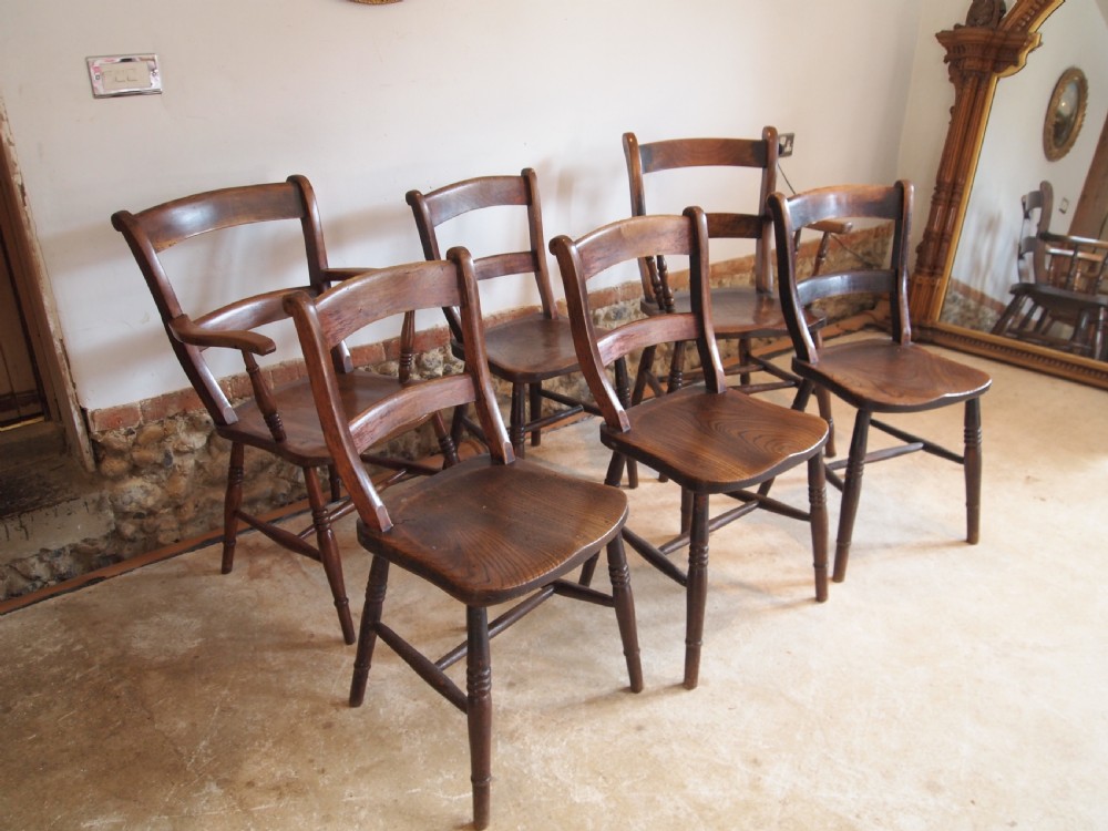 Chairs six East Anglian Victorian bar back dining chairs c1870