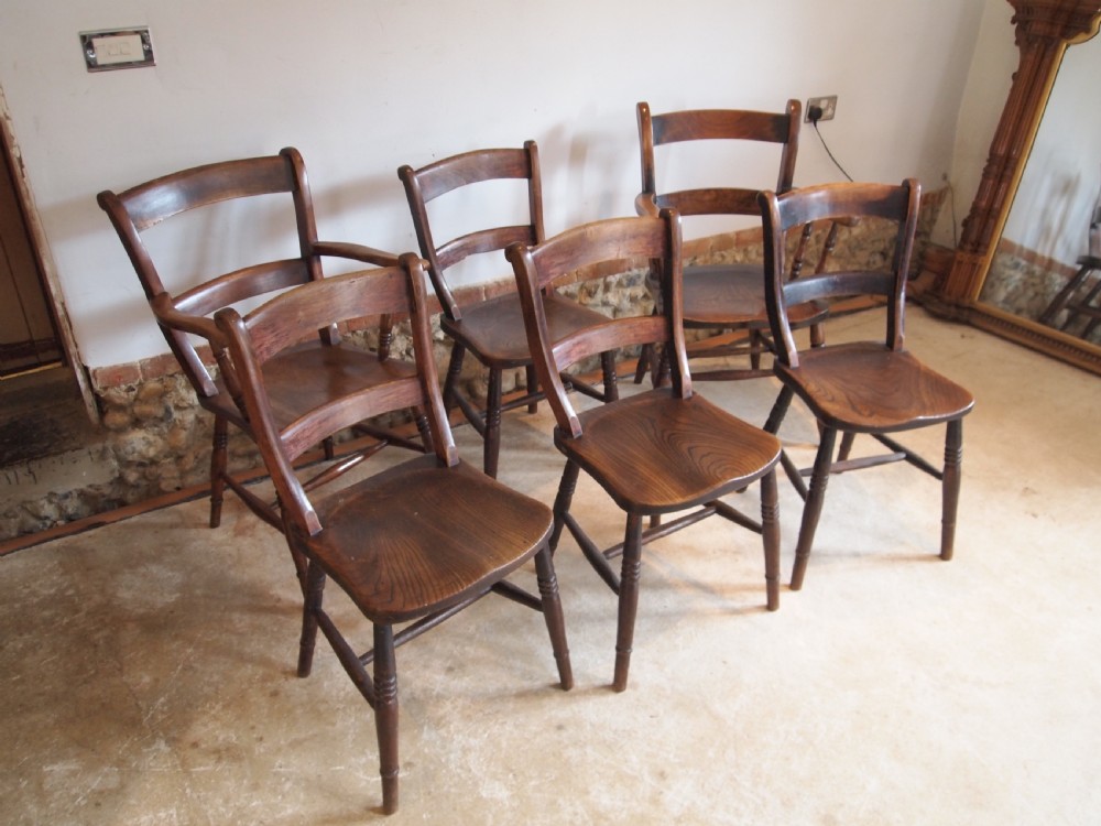 Chairs six East Anglian Victorian bar back dining chairs c1870 View VII