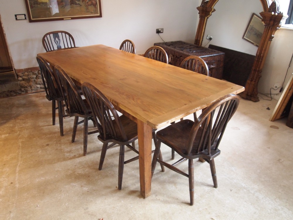 Table Refectory Farmhouse dining Edwardian Pine seats 8 c1910 View V