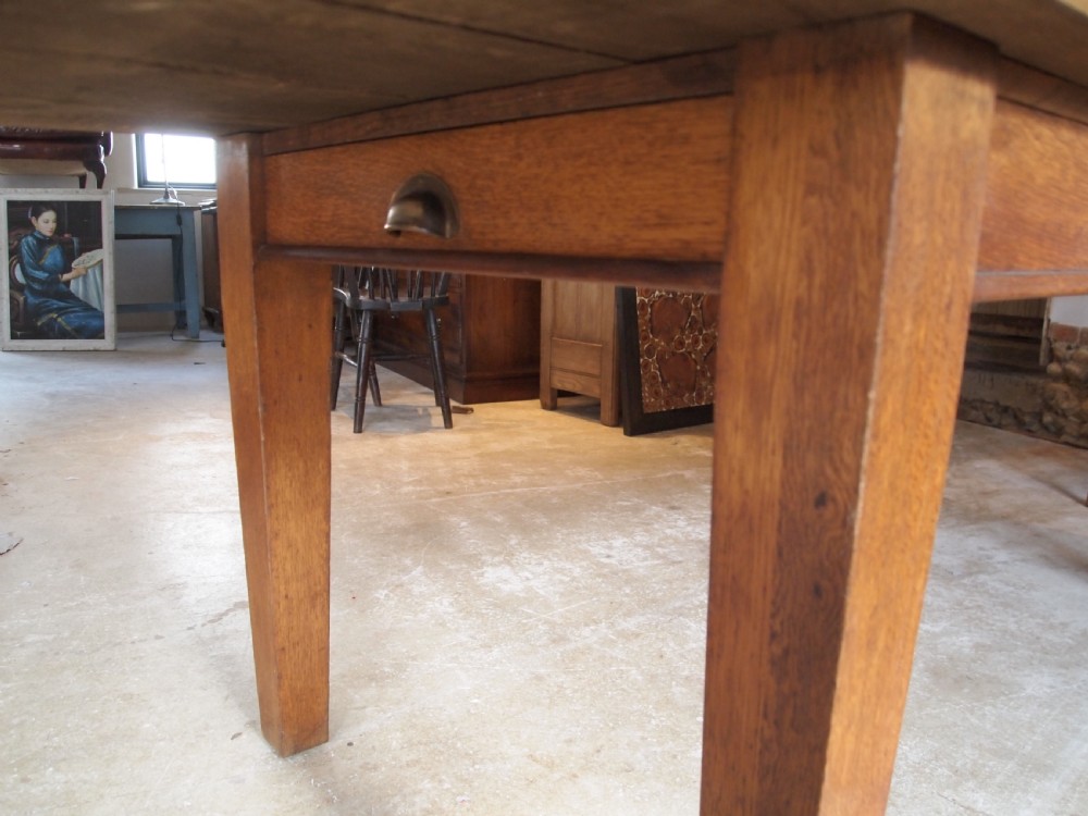 Table Edwardian Oak refectory farmhouse dining c1910 View V