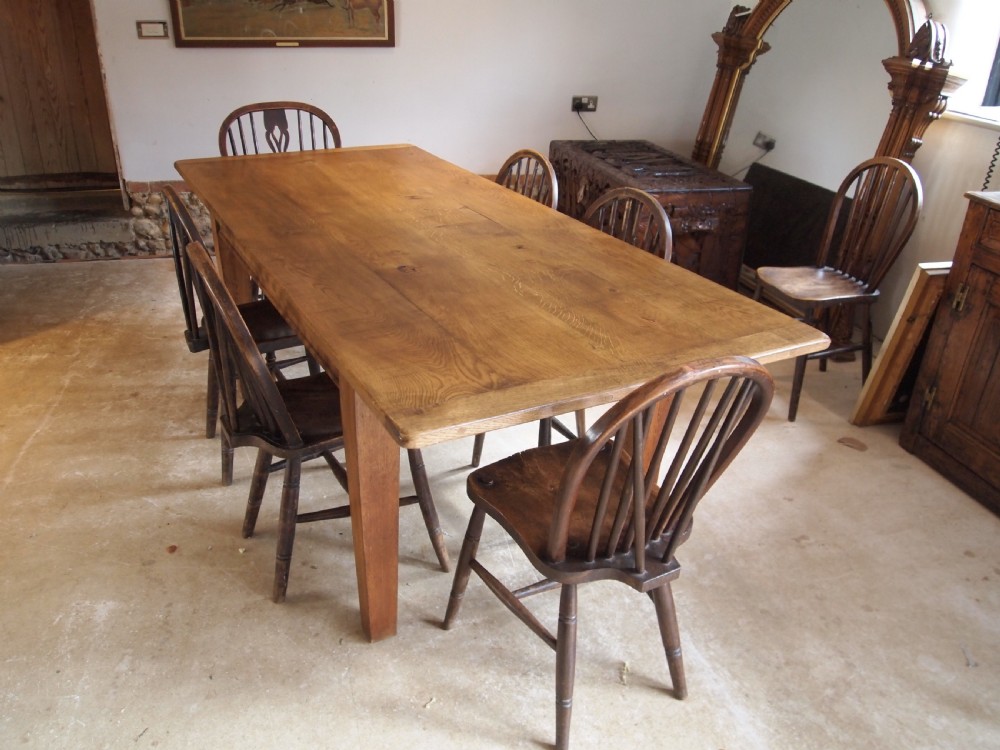 Table Edwardian Oak refectory farmhouse dining c1910 View X