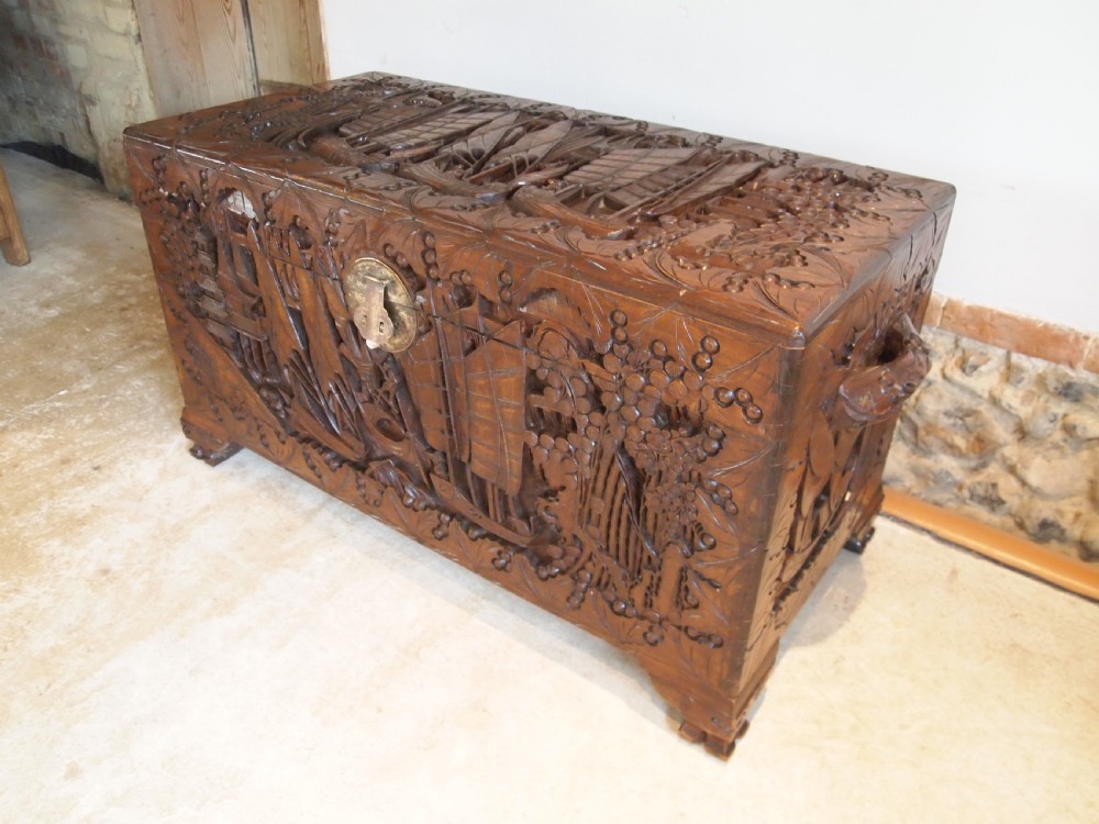 Chest trunk Coffer Chinese Camphor wood c1910 View X