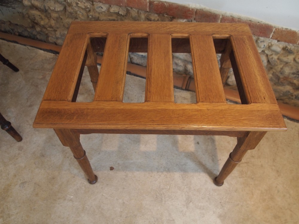 Luggage suit case stand Oak Edwardian c1910