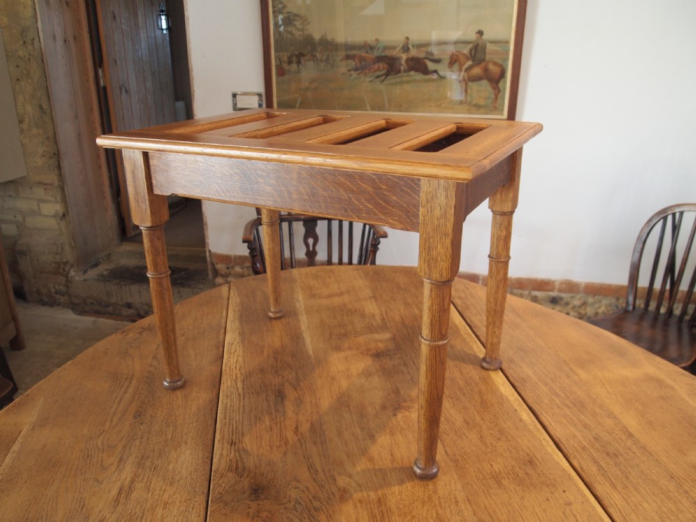 Luggage suit case stand Oak Edwardian c1910 View III