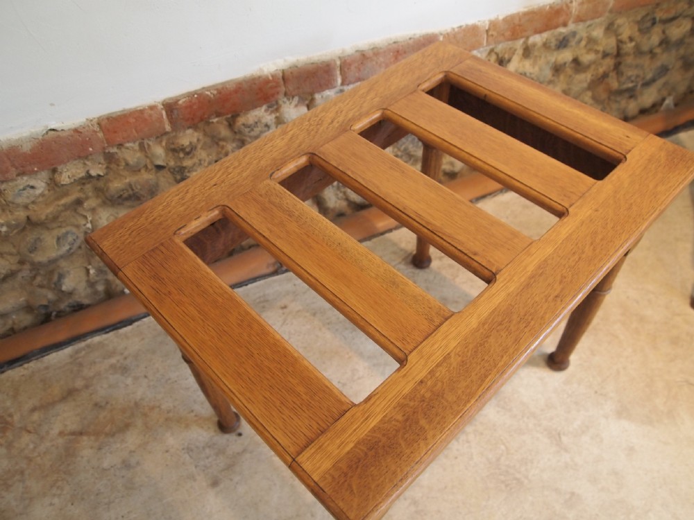 Luggage suit case stand Oak Edwardian c1910 View IV
