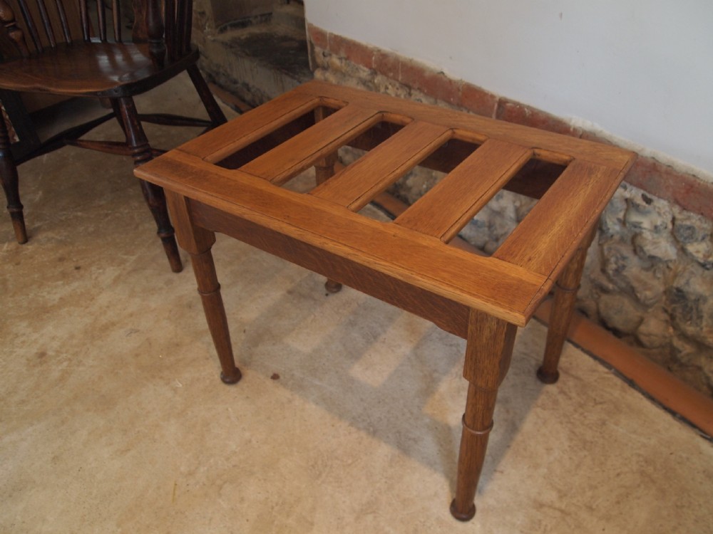 Luggage suit case stand Oak Edwardian c1910 View X