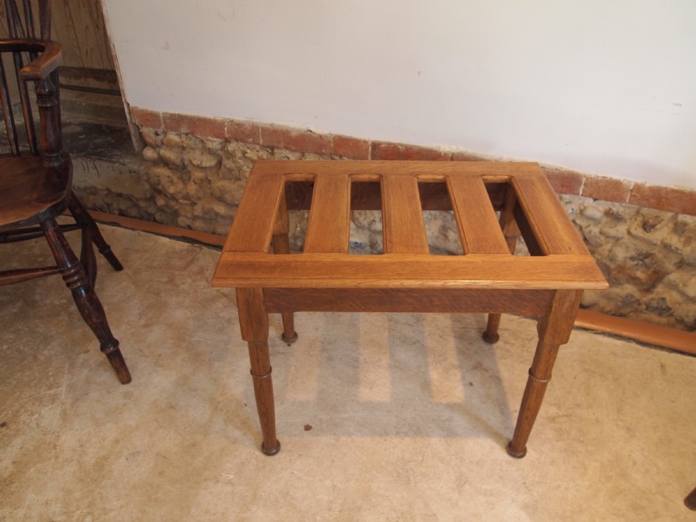 Luggage suit case stand Oak Edwardian c1910 View XII