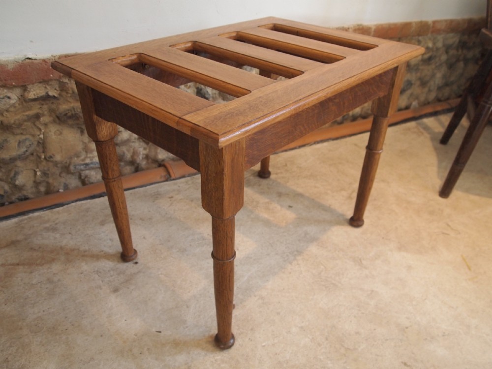 Luggage suit case stand Oak Edwardian c1910 View XIII