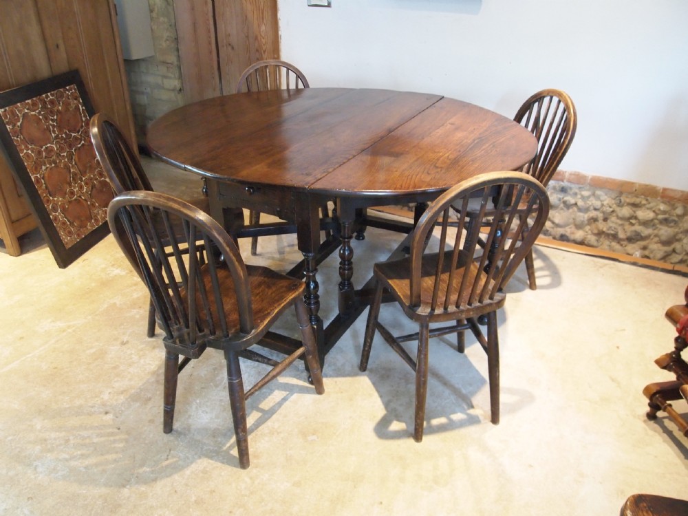 Table Queen Anne Oak gate leg dining table c1700 View X