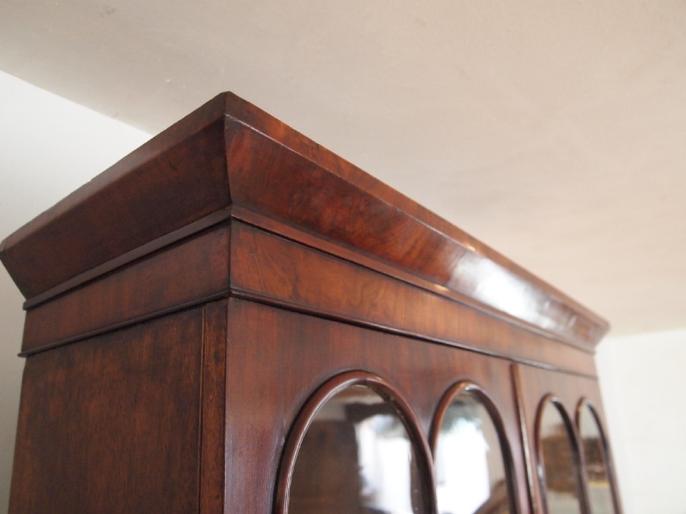 Bookcase secretaire desk George III Mahogany small c1810 View V