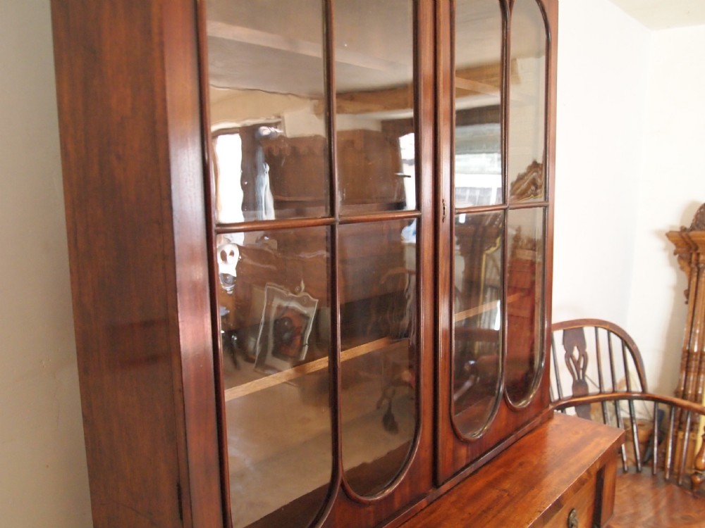 Bookcase secretaire desk George III Mahogany small c1810 View VI