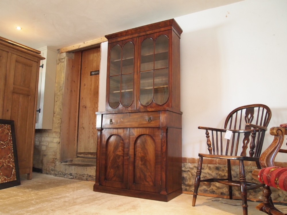 Bookcase secretaire desk George III Mahogany small c1810 View XIX