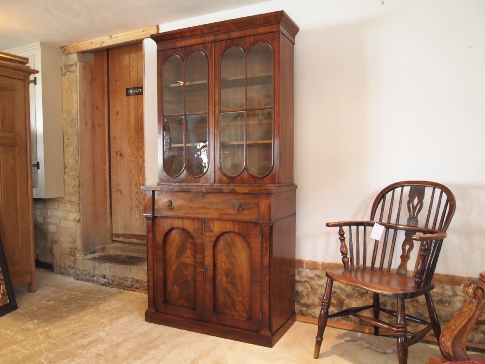 Bookcase secretaire desk George III Mahogany small c1810 View XX