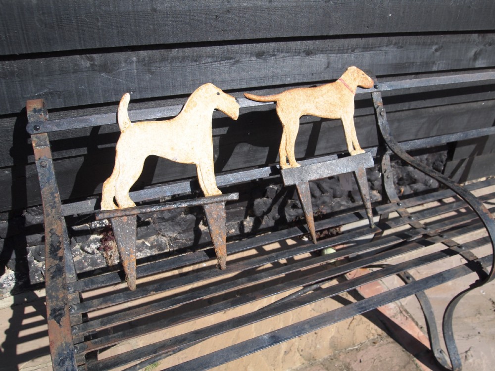 Boot scraper hose runner Edwardian cast iron dogs c1900 View III