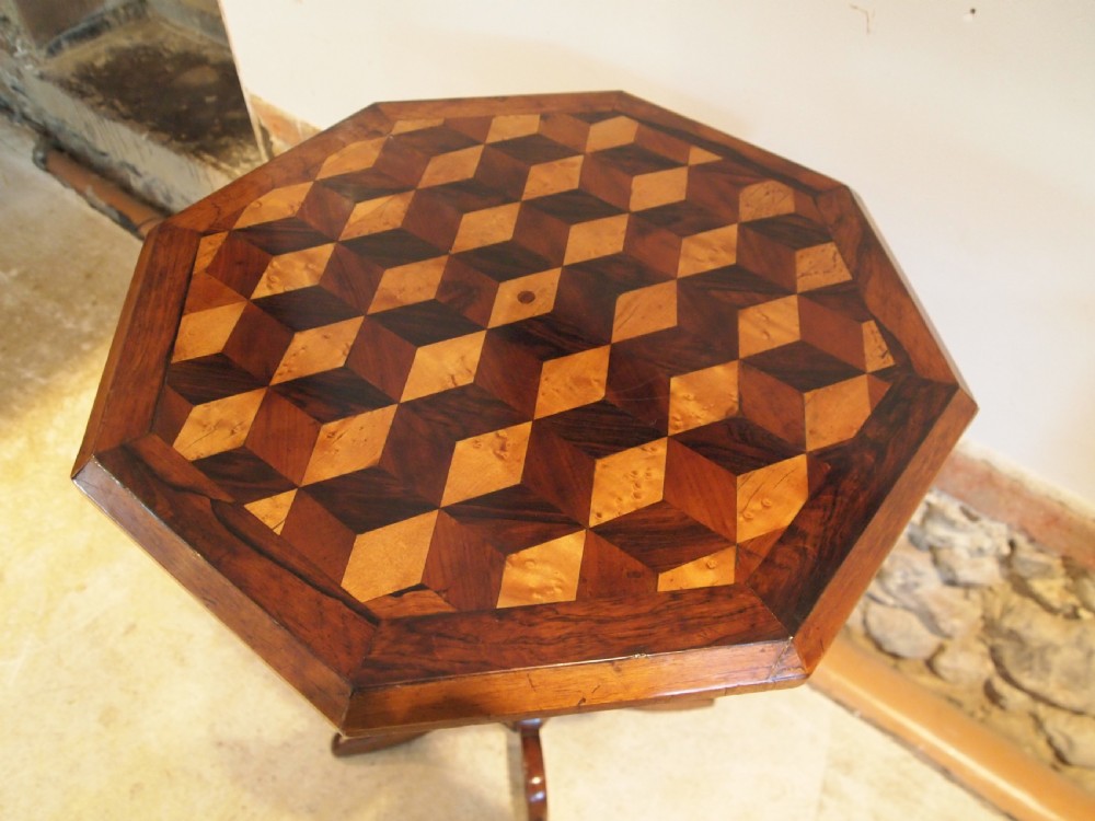 Table outstanding marquetry specimen wood Victorian c1840 View V