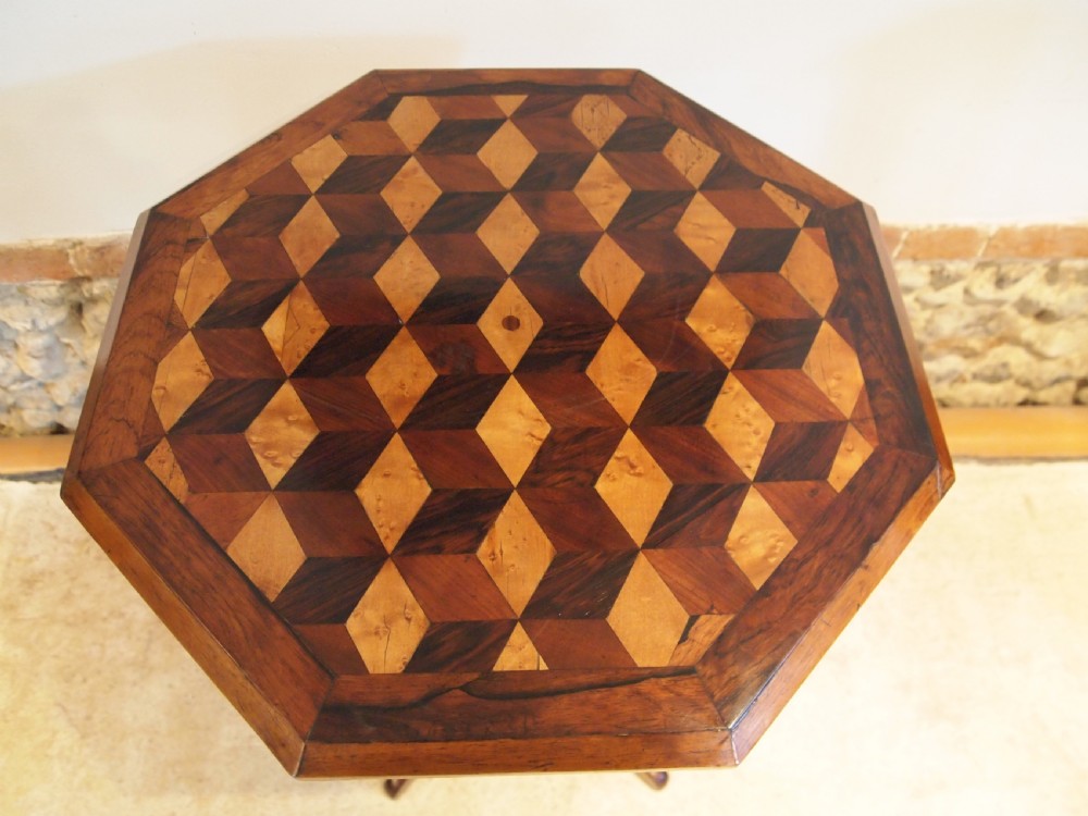 Table outstanding marquetry specimen wood Victorian c1840 View VIII