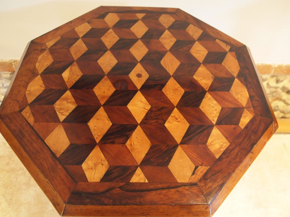 Table outstanding marquetry specimen wood Victorian c1840 View X