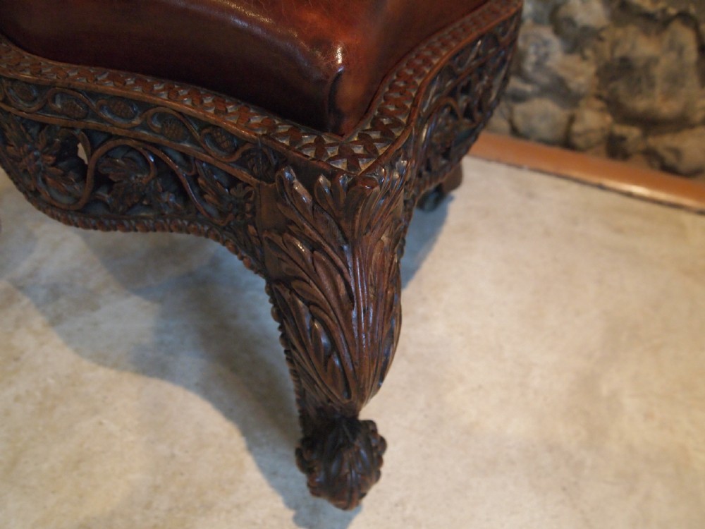 Chair fine rare 19thc Burmese carved single piece c1880 View VIII