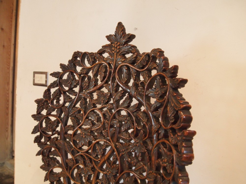 Chair fine rare 19thc Burmese carved single piece c1880 View X