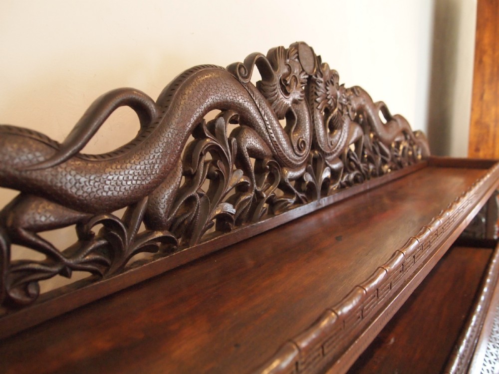 Desk Bureau stunning Chinese carved 1900 View IV