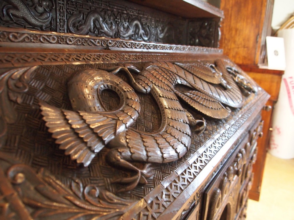 Desk Bureau stunning Chinese carved 1900 View XII