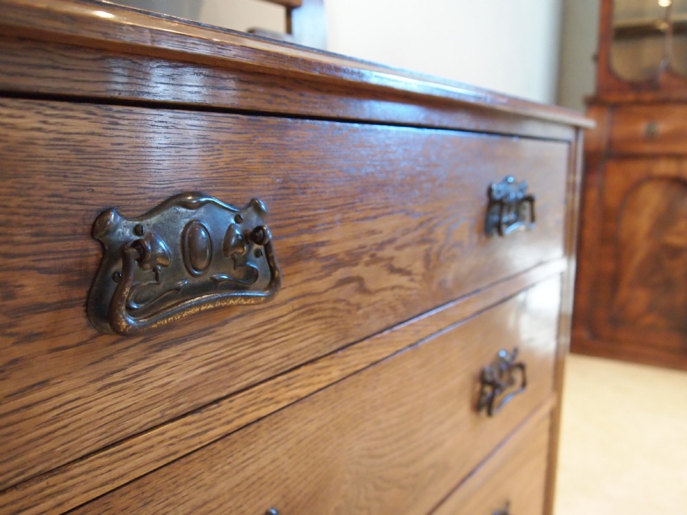 Dressing chest of drawers Arts and Crafts Oak Robson and Sons c1900 View V