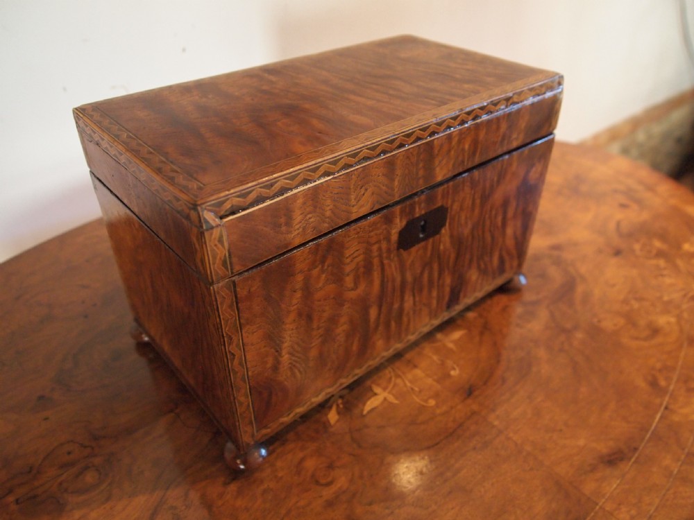 Tea Caddy Very fine and rare Burr Elm original bowl George IV c1825 View III