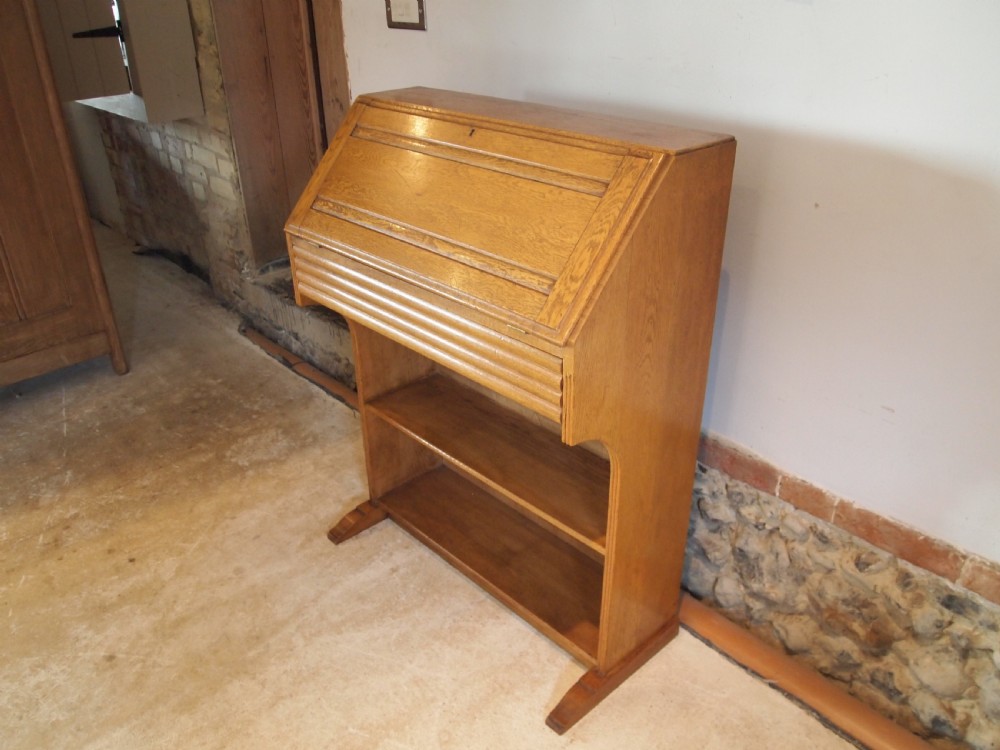 Bureau bookcase rare Art Deco Oak desk c1930 View IV