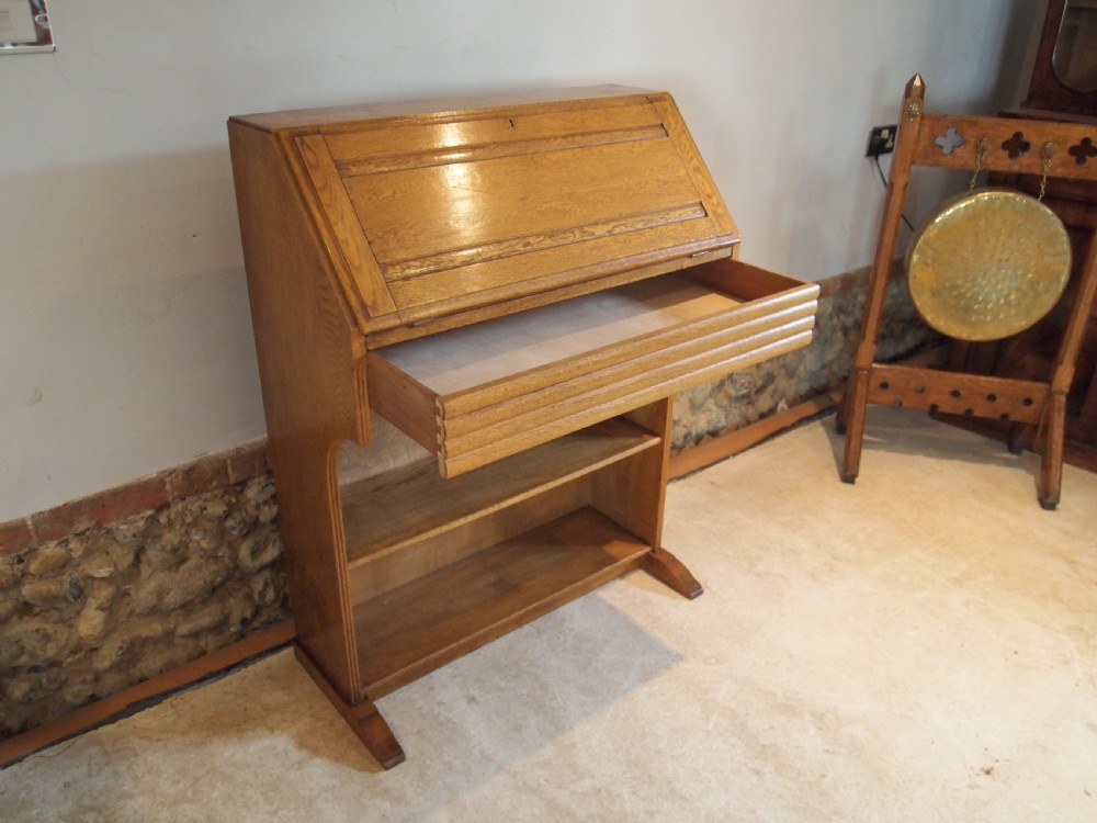 Bureau bookcase rare Art Deco Oak desk c1930 View VI