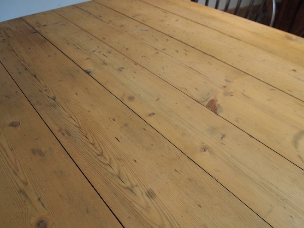 Table refectory farmhouse scrub top Victorian Pine c1880 View VI