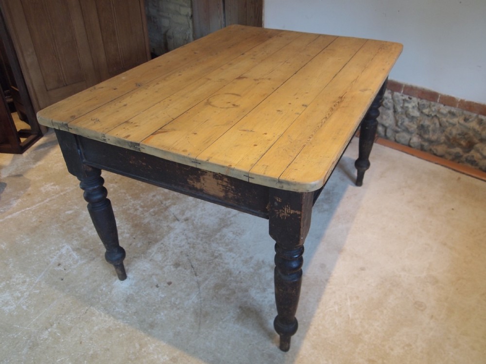 Table refectory farmhouse scrub top Victorian Pine c1880 View VII